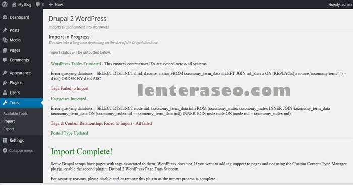 migrasi drupal ke wordpress import selesai