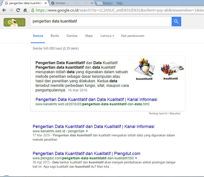 hasil cuplikan unggulan di Google