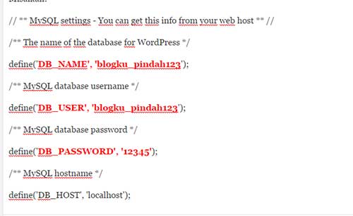 database MySQL worpress